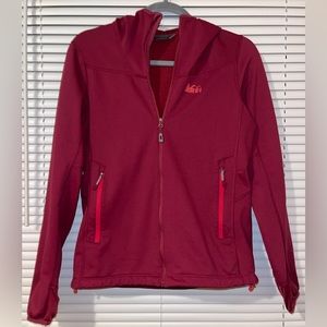 REI brand zip-up fleece layer